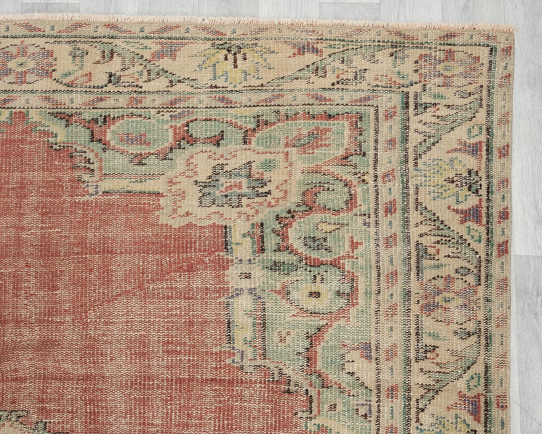 Multicolor Turkish Oushak Rug 6' x 9' 6" Hand-Knotted | No. VR49827