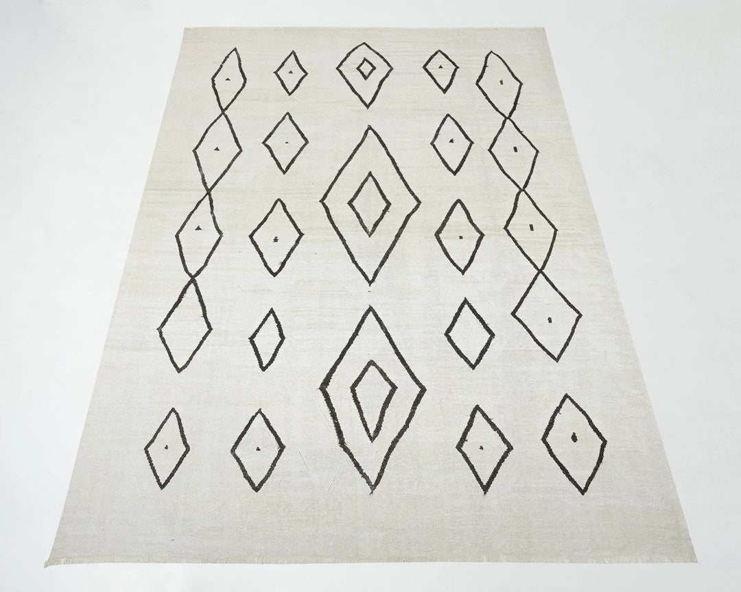 Black Turkish Kilim Rug 9' 10" x 13' 10" Flat-Weave | No. VR49904
