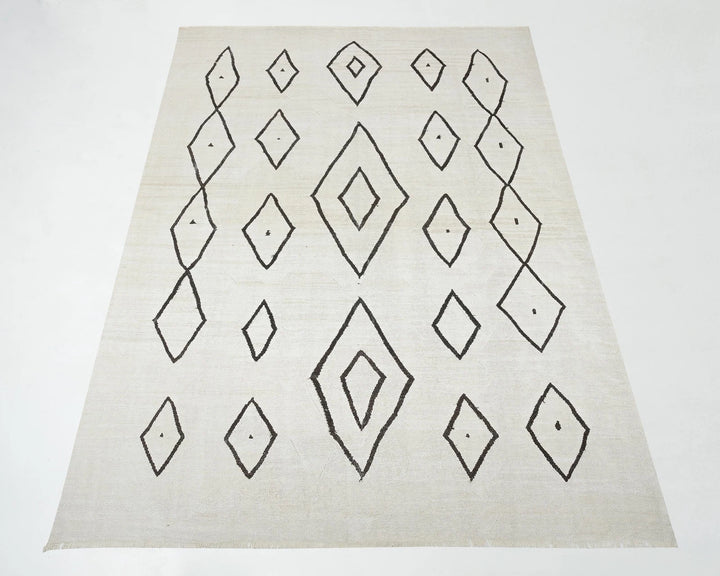 Black Turkish Kilim Rug 9' 10" x 13' 10" Flat-Weave | No. VR49904