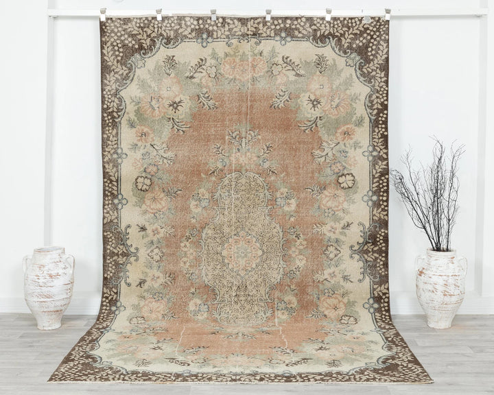 Multicolor Turkish Oushak Rug 10' 4" x 6' 7" Hand-Knotted | No. VR50161