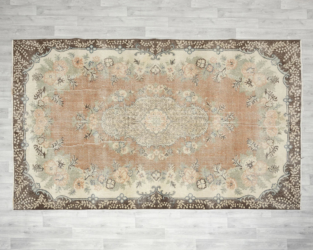 Multicolor Turkish Oushak Rug 10' 4" x 6' 7" Hand-Knotted | No. VR50161