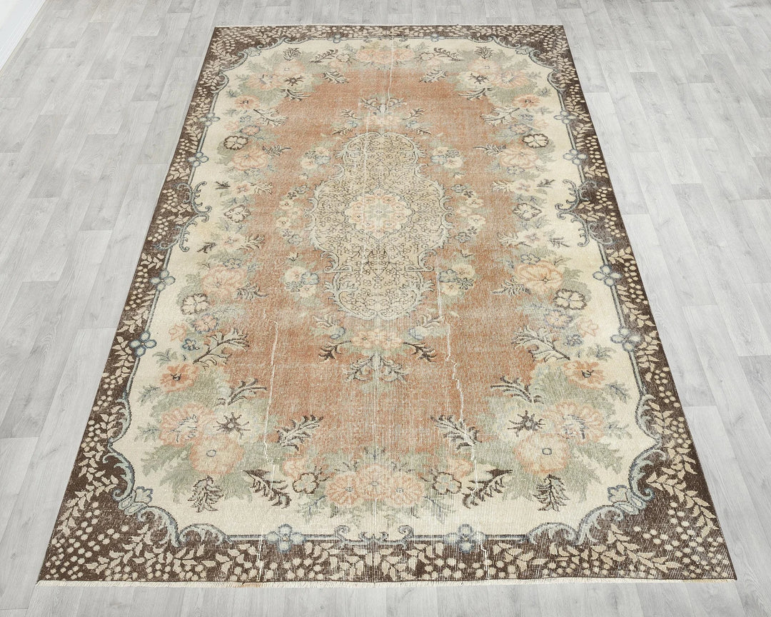 Multicolor Turkish Oushak Rug 10' 4" x 6' 7" Hand-Knotted | No. VR50161