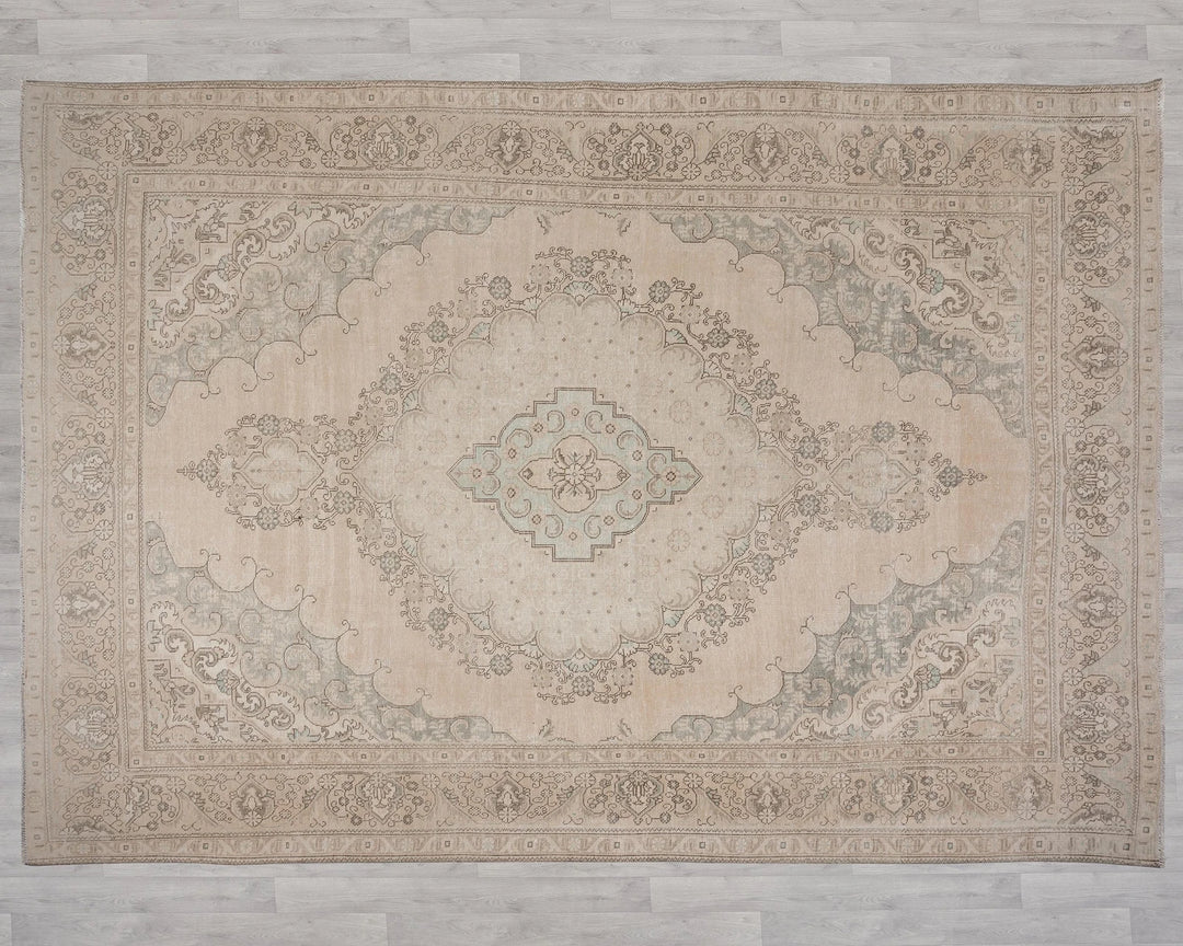 Beige Turkish Oushak Rug 9' 6" x 13' 1" Hand-Knotted view 9