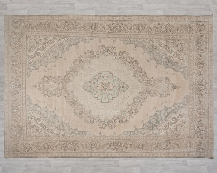 Beige Turkish Oushak Rug 9' 6" x 13' 1" Hand-Knotted view 9
