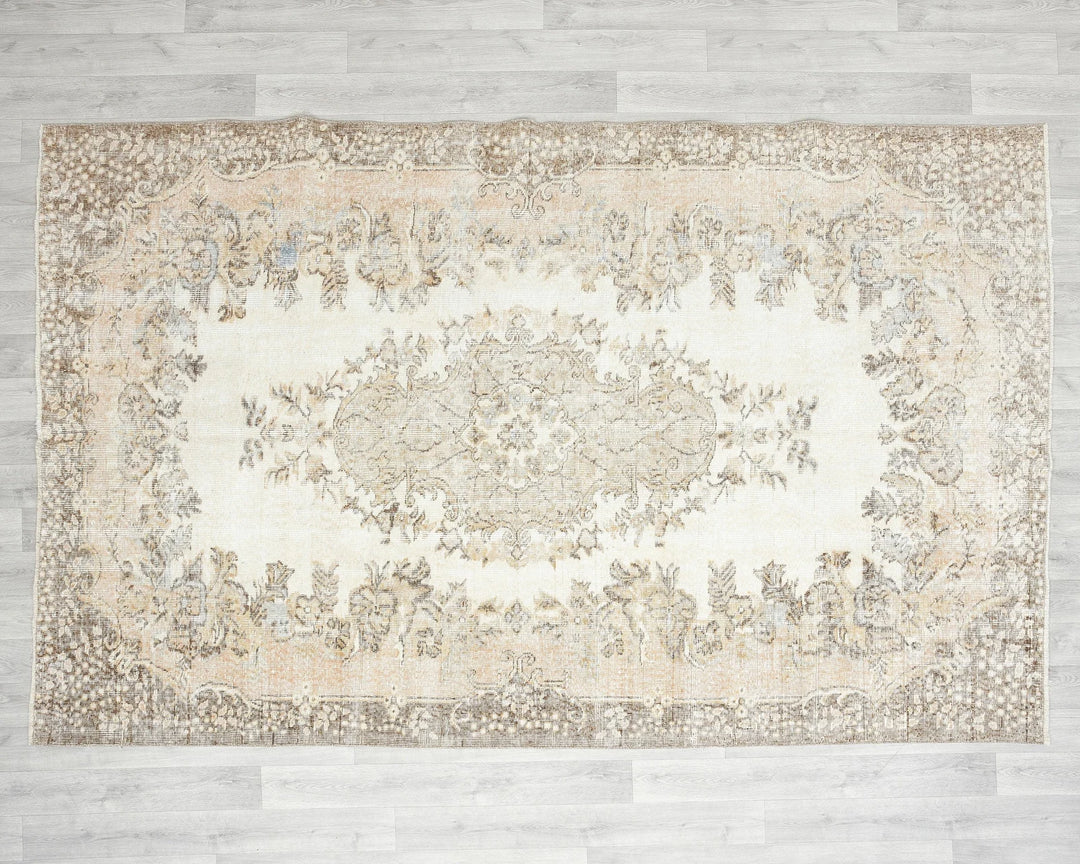 Beige Turkish Oushak Rug 5' 11" x 9' 1" Hand-Knotted view 9
