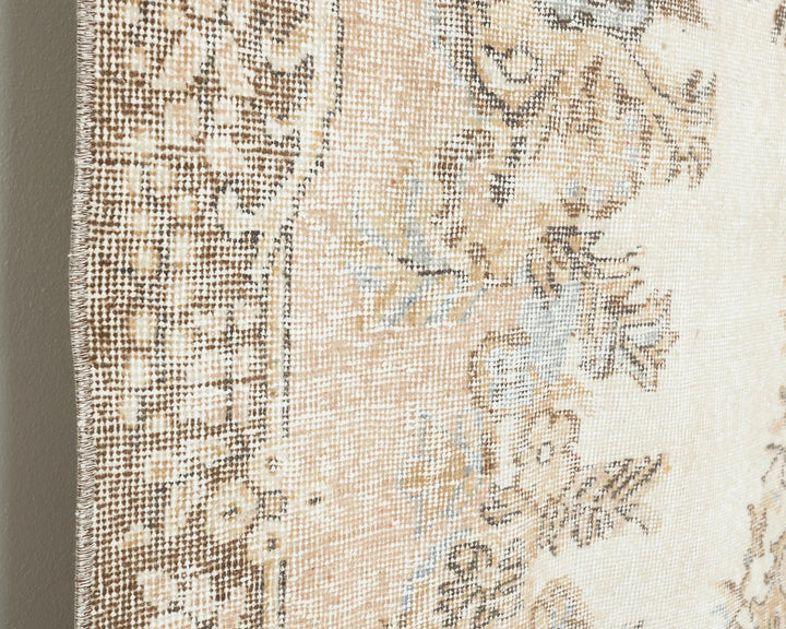 Beige Turkish Oushak Rug 5' 11" x 9' 1" Hand-Knotted close-up