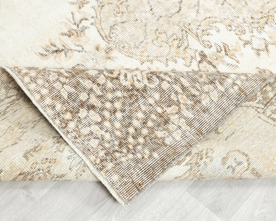 Beige Turkish Oushak Rug 5' 11" x 9' 1" Hand-Knotted field