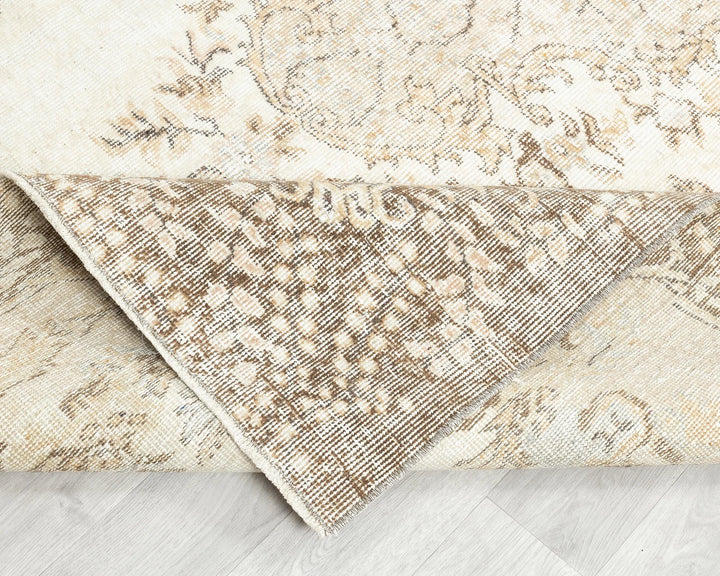Beige Turkish Oushak Rug 5' 11" x 9' 1" Hand-Knotted field