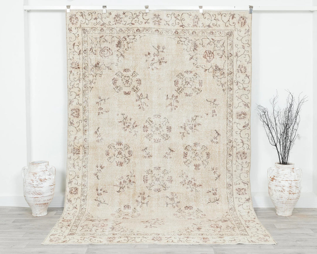 Multicolor Turkish Oushak Rug 6'5" x 9'7" Hand-Knotted | No. VR50537