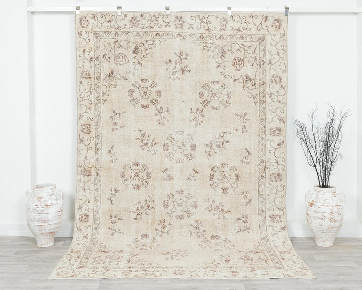 Multicolor Turkish Oushak Rug 6'5" x 9'7" Hand-Knotted | No. VR50537