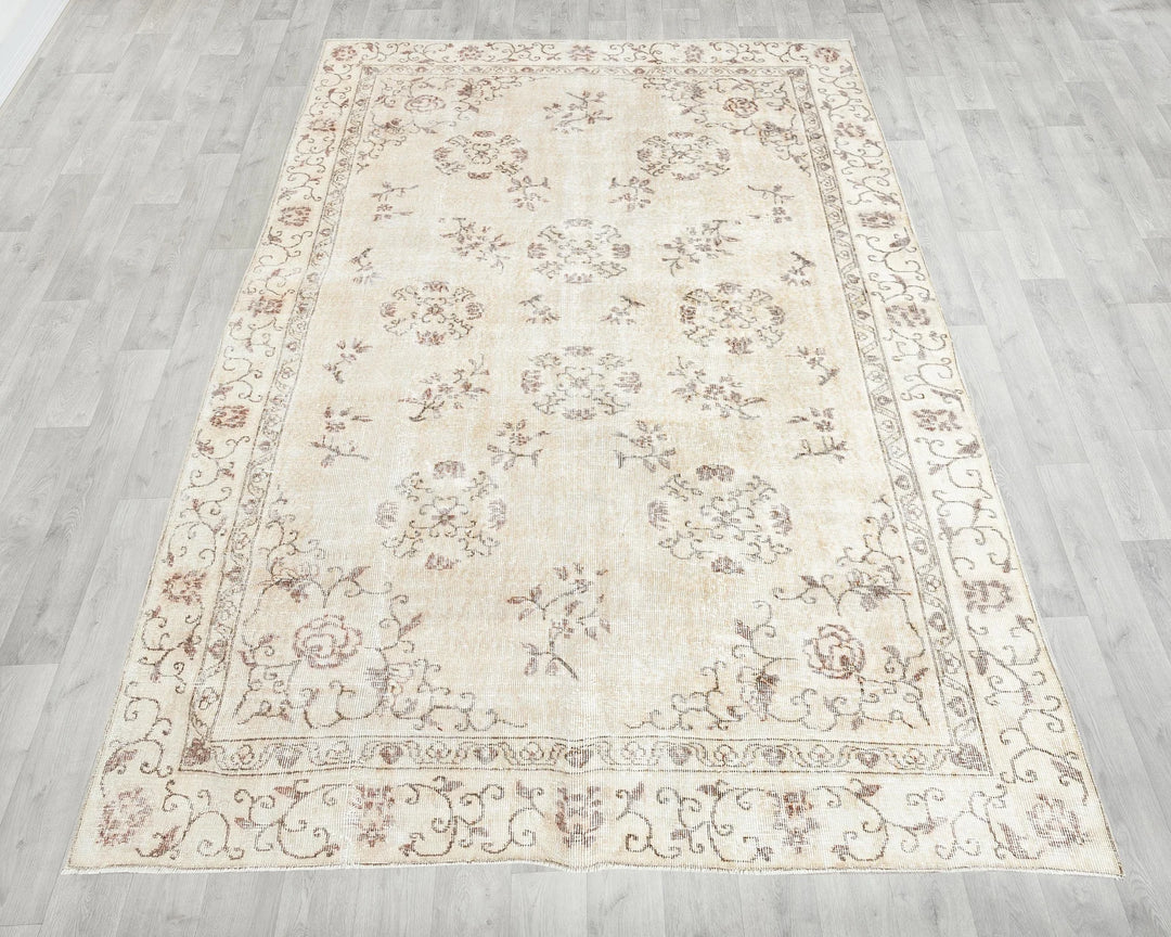 Multicolor Turkish Oushak Rug 6'5" x 9'7" Hand-Knotted | No. VR50537