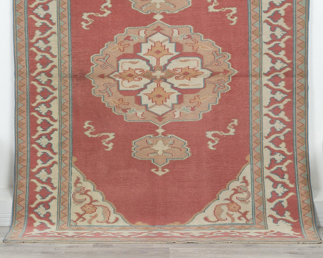 Pink Turkish Oushak Rug 5'8" x 4'5" Hand-Knotted | No. VR50626