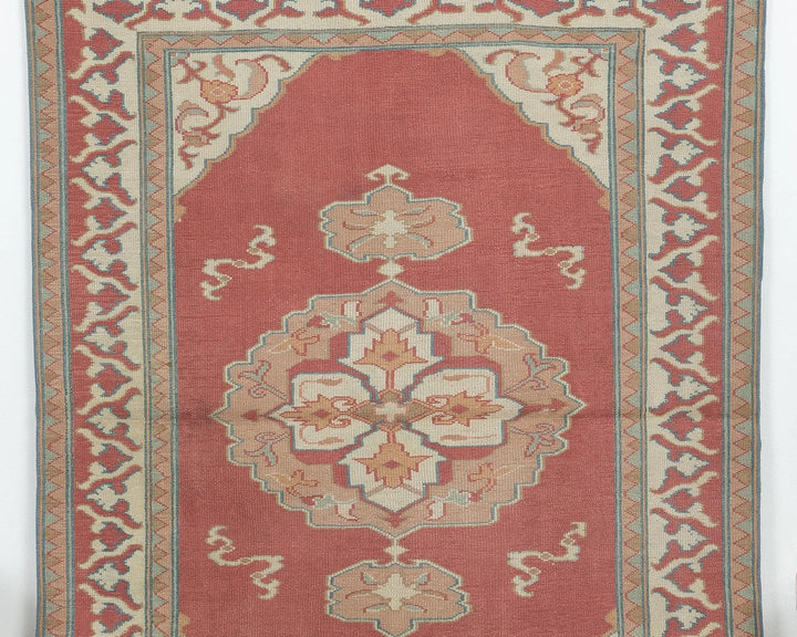 Pink Turkish Oushak Rug 5'8" x 4'5" Hand-Knotted | No. VR50626