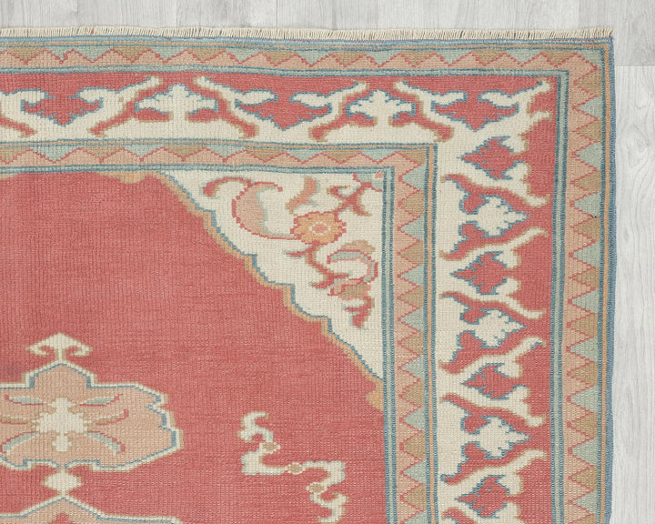 Pink Turkish Oushak Rug 5'8" x 4'5" Hand-Knotted | No. VR50626