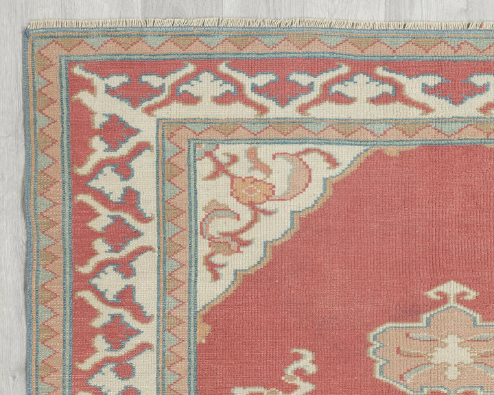 Pink Turkish Oushak Rug 5'8" x 4'5" Hand-Knotted | No. VR50626