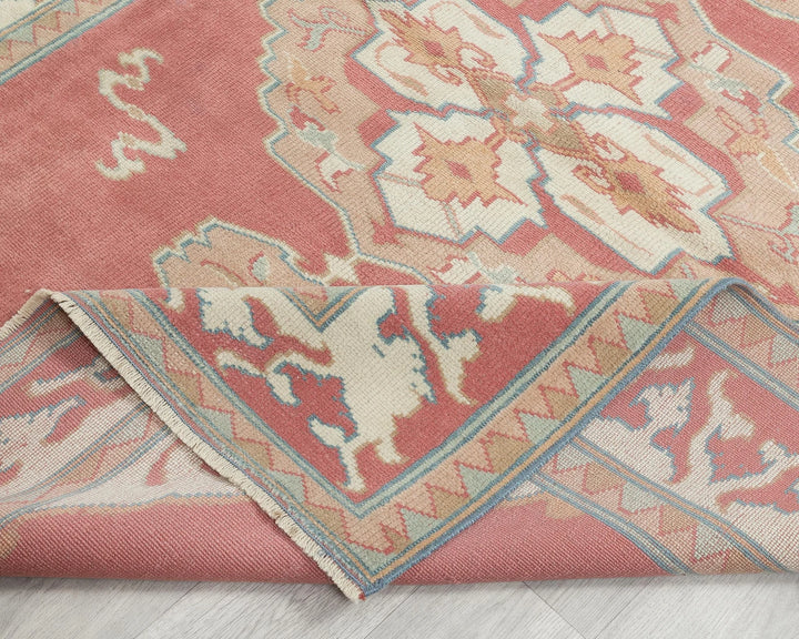 Pink Turkish Oushak Rug 5'8" x 4'5" Hand-Knotted | No. VR50626