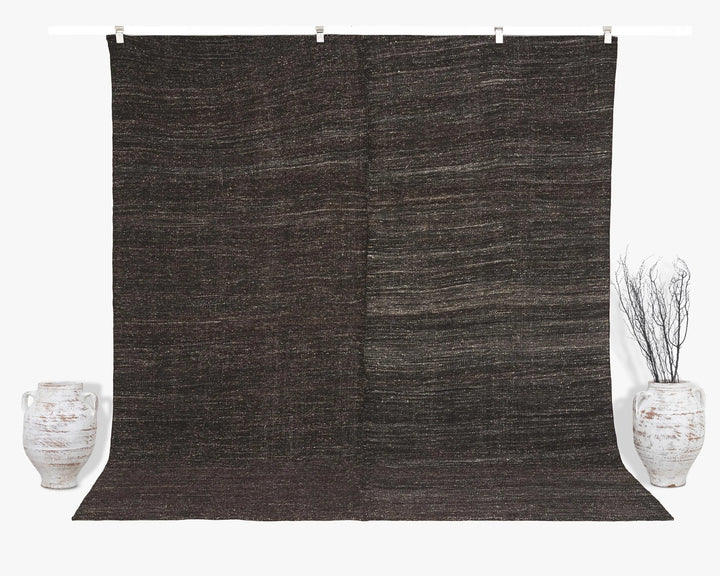 Brown Turkish Kilim Rug 7' 7" x 8' 6" Flat-Weave | No. VR50716