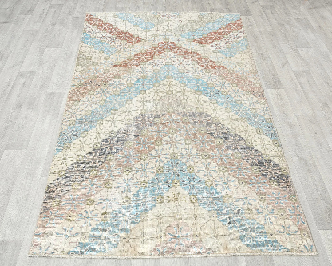 Multicolor Turkish Oushak Rug 4' 4" x 7' Hand-Knotted | No. VR50788