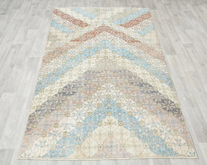 Multicolor Turkish Oushak Rug 4' 4" x 7' Hand-Knotted | No. VR50788