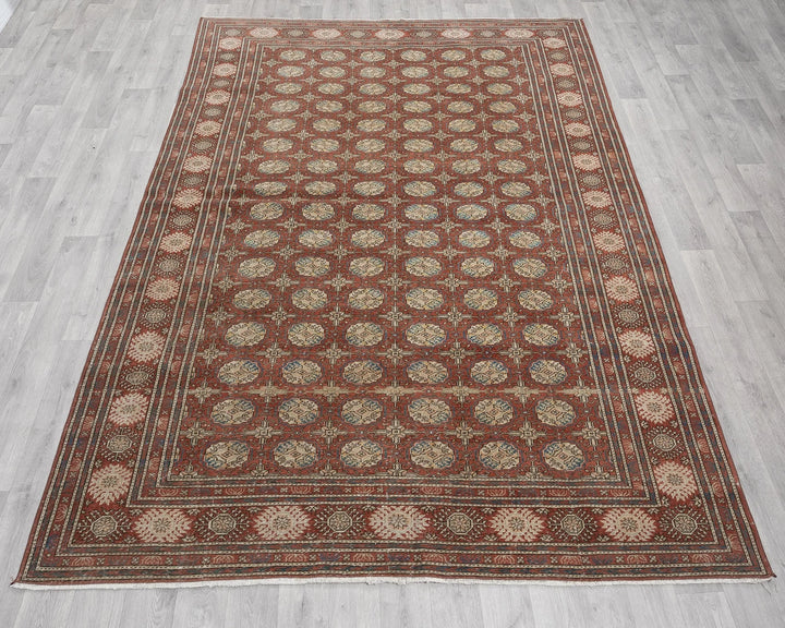 Red Turkish Oushak Rug 6' 4" x 9' 7" Hand-Knotted | No. VR50810