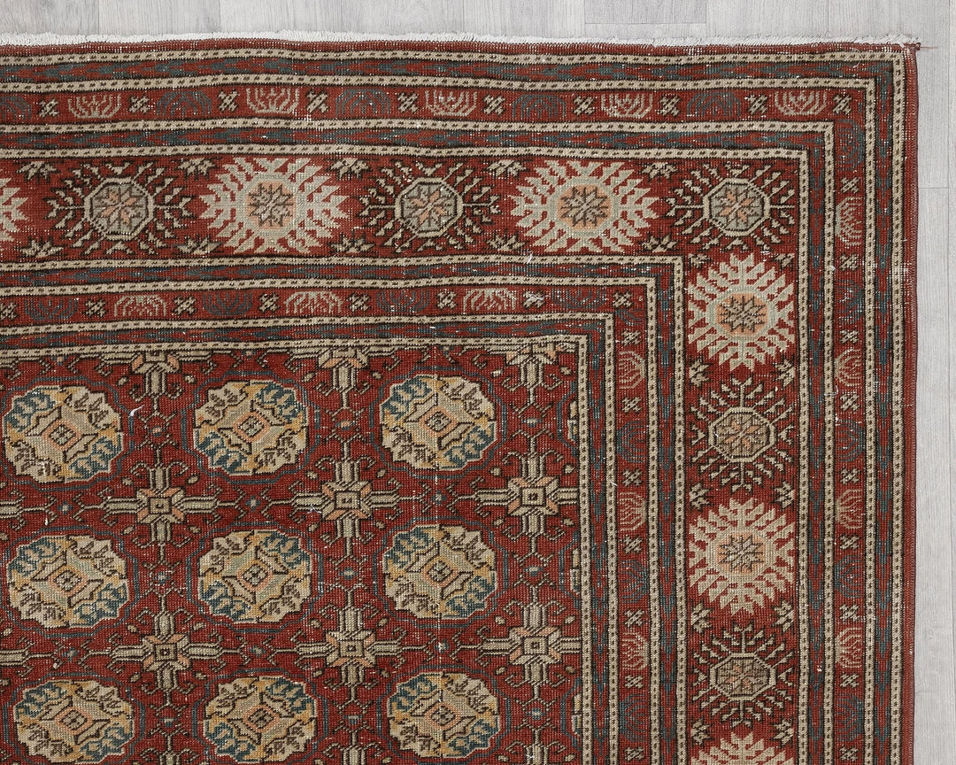 Red Turkish Oushak Rug 6' 4" x 9' 7" Hand-Knotted | No. VR50810