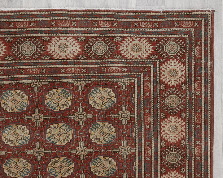 Red Turkish Oushak Rug 6' 4" x 9' 7" Hand-Knotted | No. VR50810
