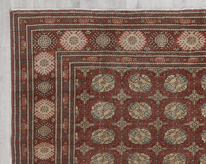 Red Turkish Oushak Rug 6' 4" x 9' 7" Hand-Knotted | No. VR50810