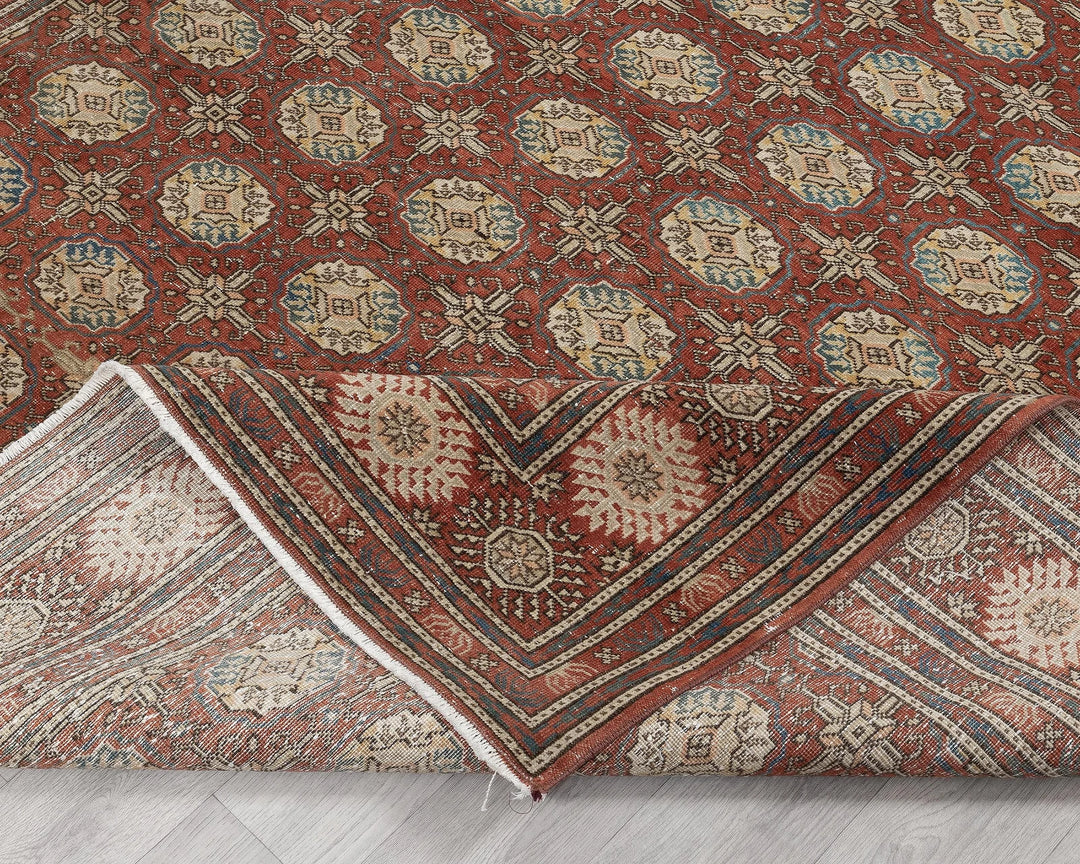 Red Turkish Oushak Rug 6' 4" x 9' 7" Hand-Knotted | No. VR50810