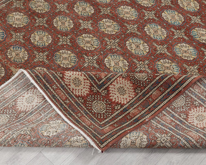 Red Turkish Oushak Rug 6' 4" x 9' 7" Hand-Knotted | No. VR50810