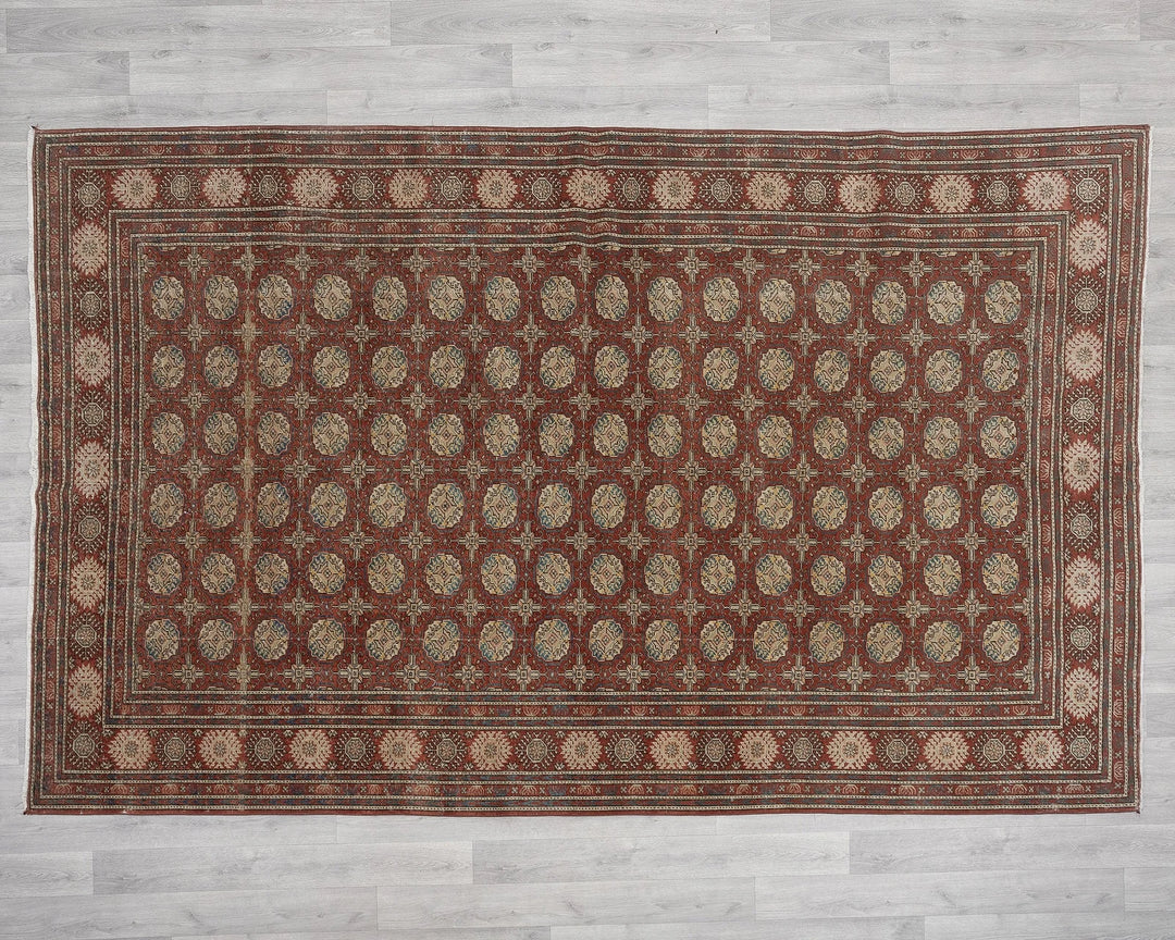 Red Turkish Oushak Rug 6' 4" x 9' 7" Hand-Knotted | No. VR50810