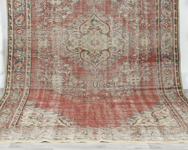 Multicolor Turkish Oushak Rug 6' x 10' Hand-Knotted detail