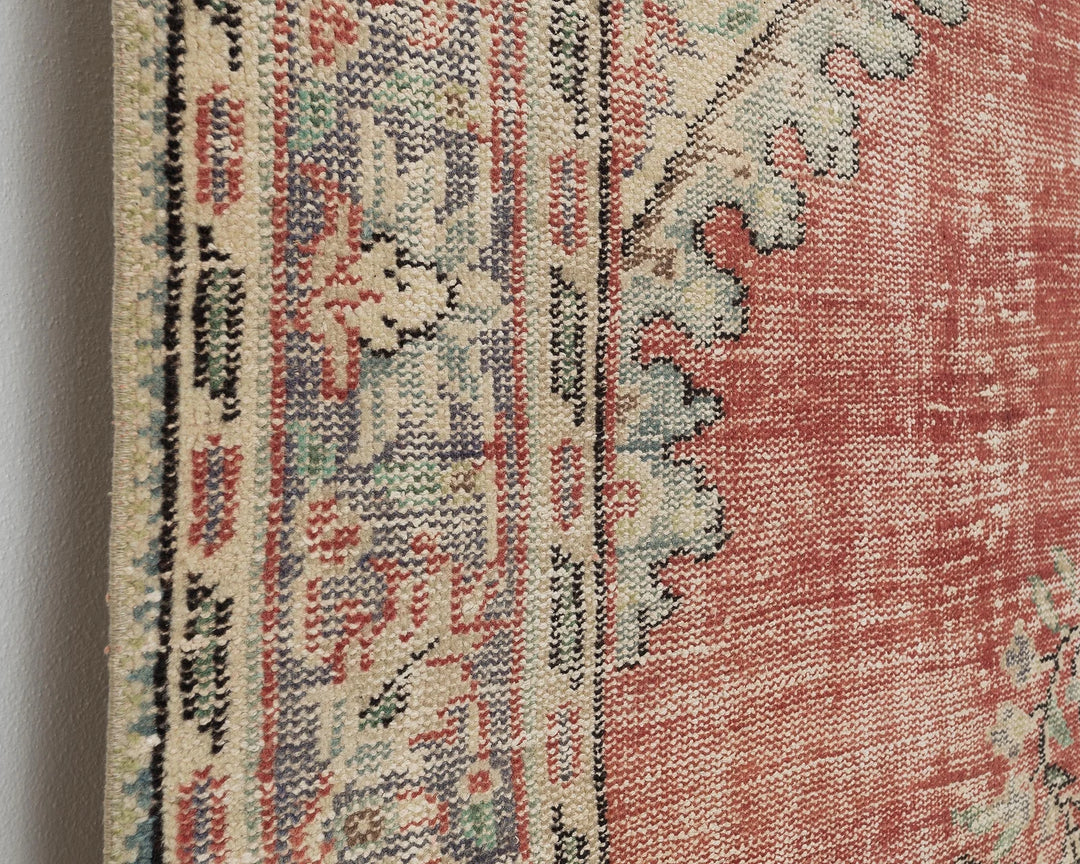 Multicolor Turkish Oushak Rug 6' x 10' Hand-Knotted close-up