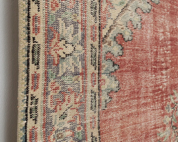 Multicolor Turkish Oushak Rug 6' x 10' Hand-Knotted close-up