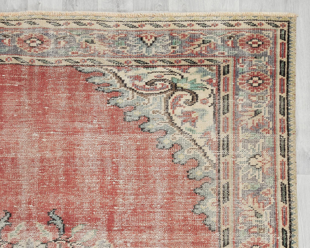 Multicolor Turkish Oushak Rug 6' x 10' Hand-Knotted pattern