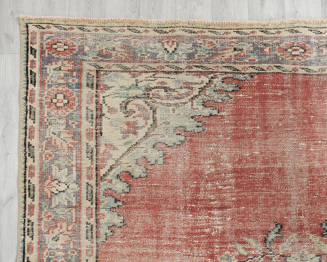 Multicolor Turkish Oushak Rug 6' x 10' Hand-Knotted border