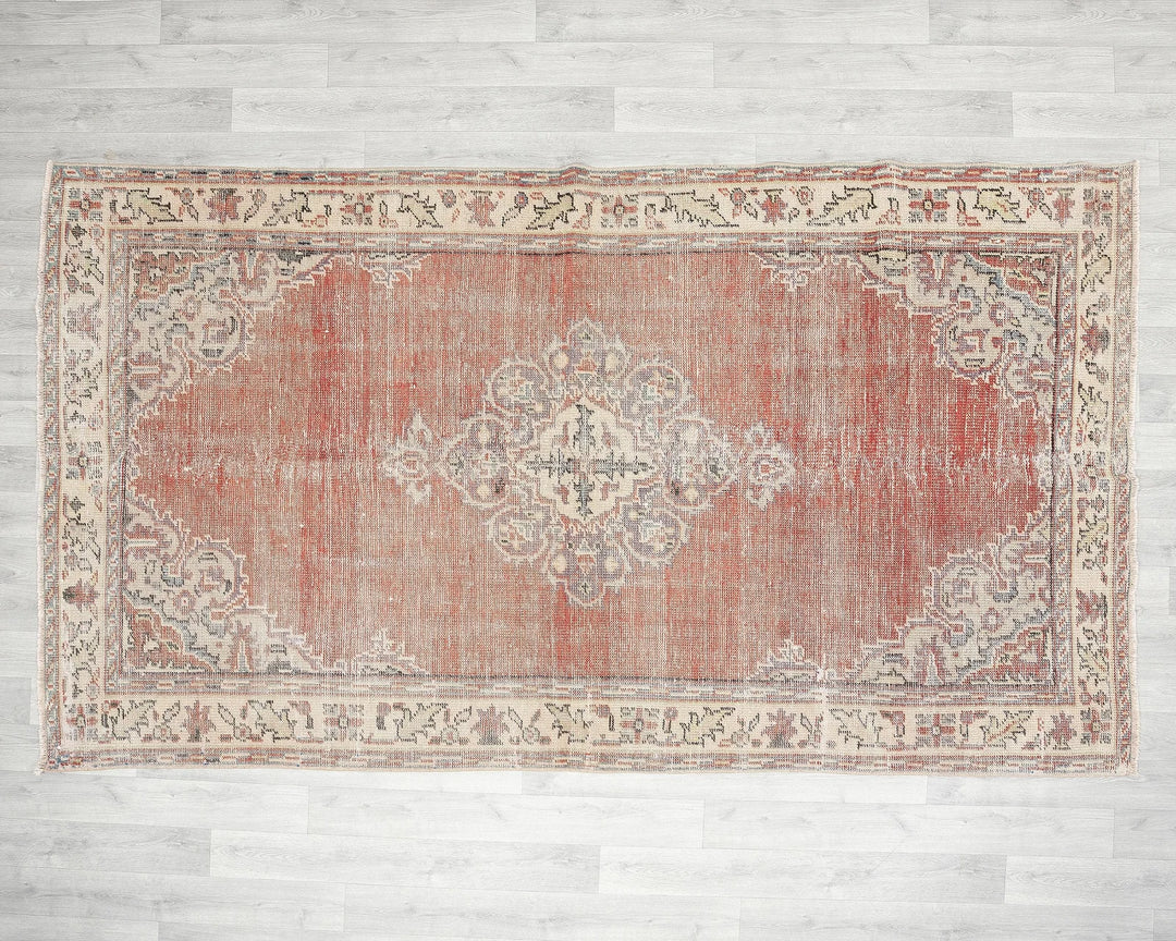 Red Turkish Oushak Rug 5' 2" x 9' 1" Hand-Knotted | No. VR50932