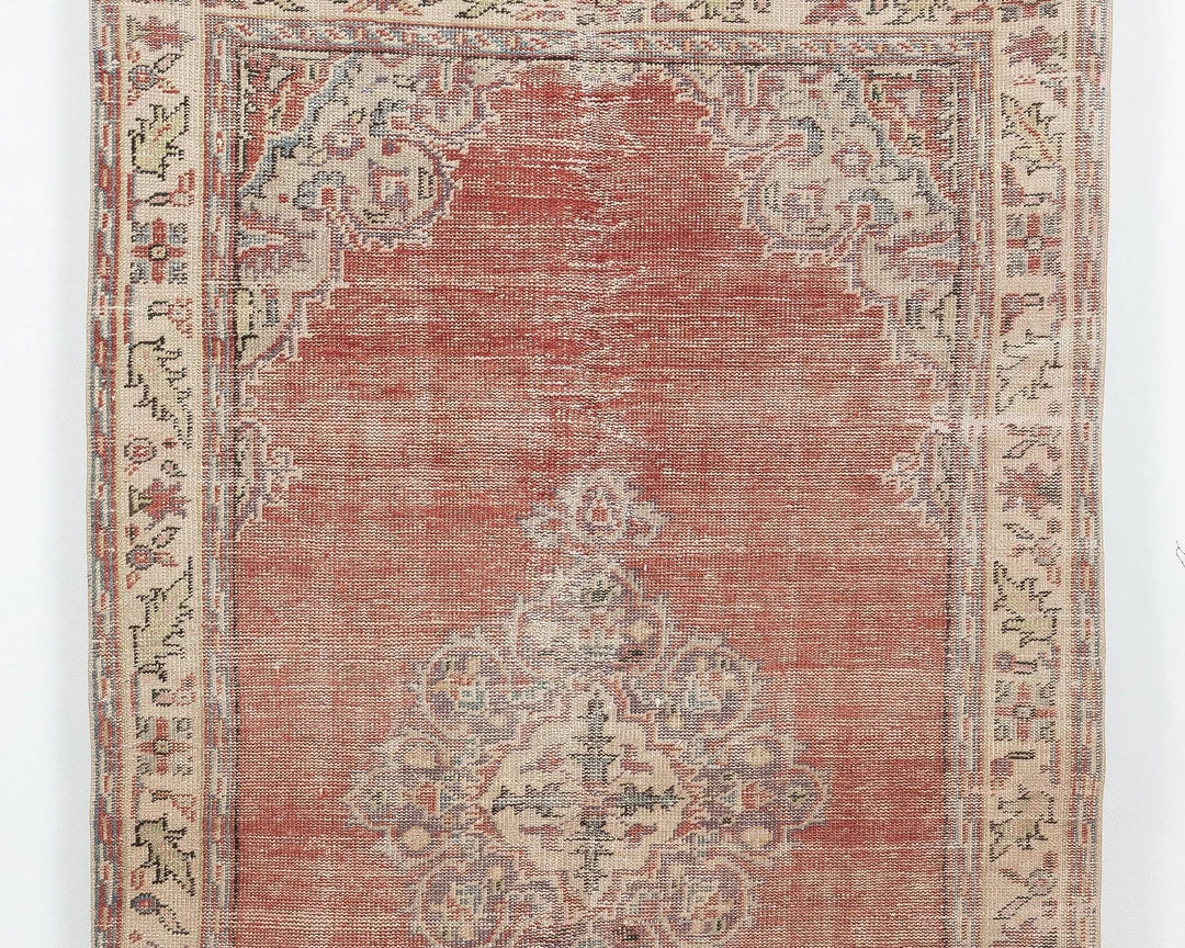 Red Turkish Oushak Rug 5' 2" x 9' 1" Hand-Knotted | No. VR50932