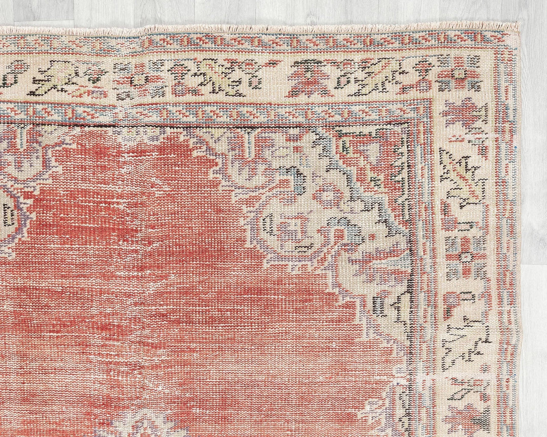 Red Turkish Oushak Rug 5' 2" x 9' 1" Hand-Knotted | No. VR50932