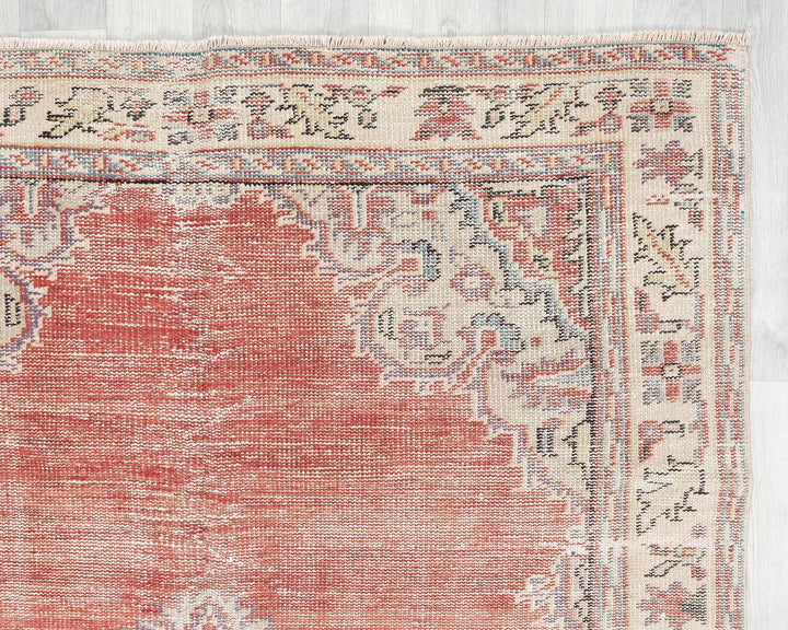 Red Turkish Oushak Rug 5' 2" x 9' 1" Hand-Knotted | No. VR50932