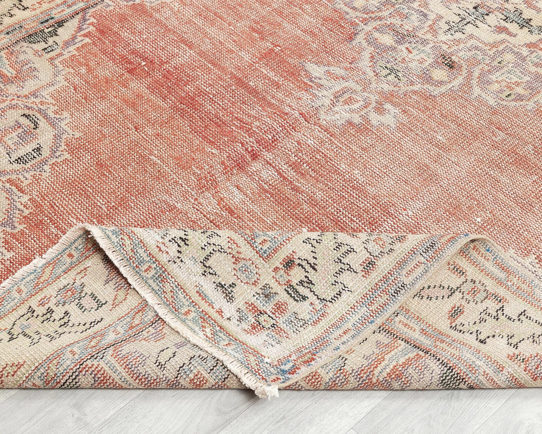 Red Turkish Oushak Rug 5' 2" x 9' 1" Hand-Knotted | No. VR50932