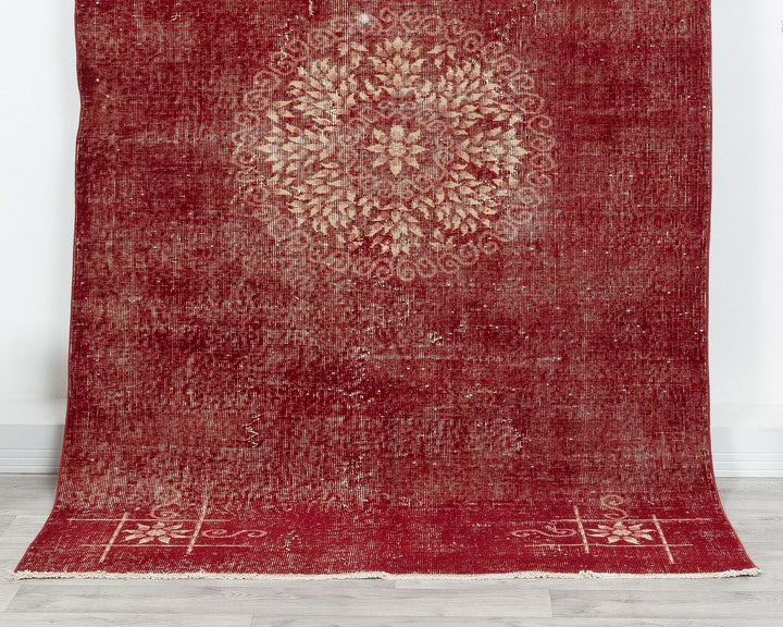 Red Turkish Oushak Rug 4' 8" x 8' 1" Hand-Knotted | No. VR51149