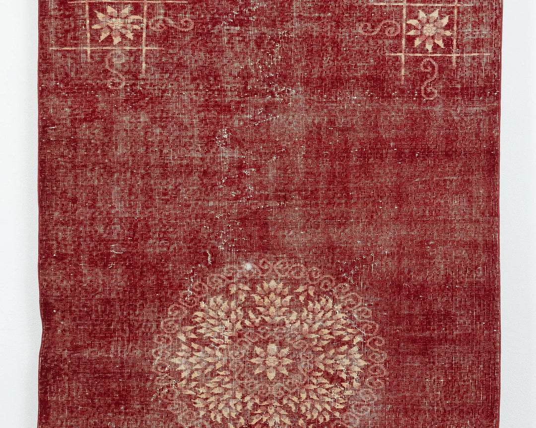 Red Turkish Oushak Rug 4' 8" x 8' 1" Hand-Knotted | No. VR51149