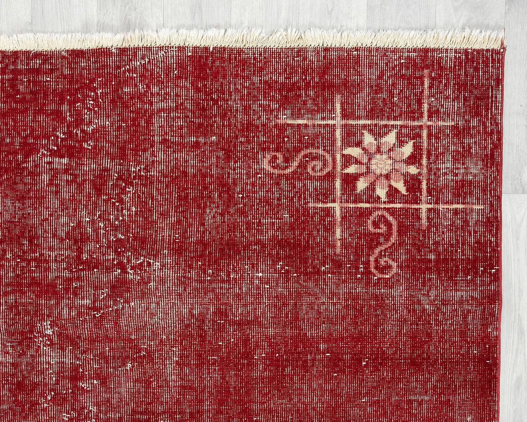Red Turkish Oushak Rug 4' 8" x 8' 1" Hand-Knotted | No. VR51149