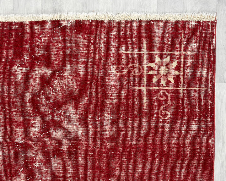 Red Turkish Oushak Rug 4' 8" x 8' 1" Hand-Knotted | No. VR51149
