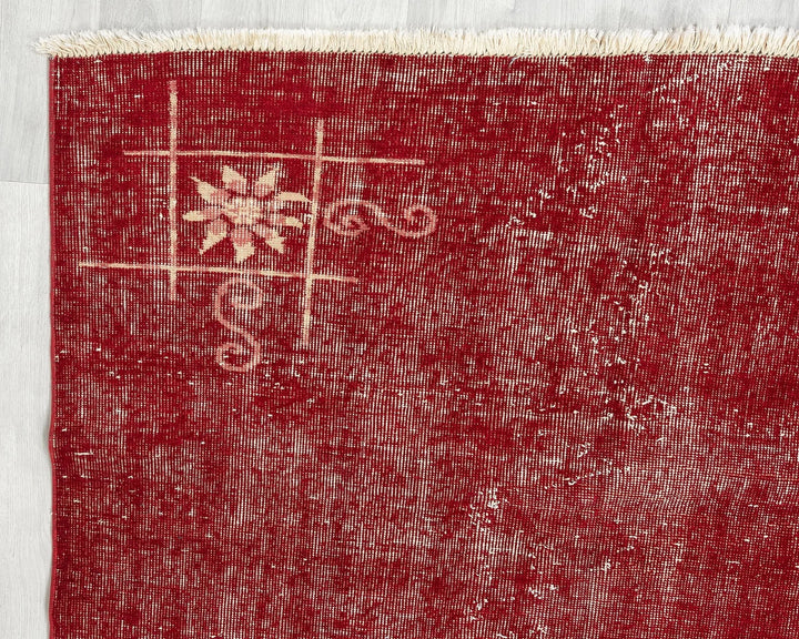 Red Turkish Oushak Rug 4' 8" x 8' 1" Hand-Knotted | No. VR51149