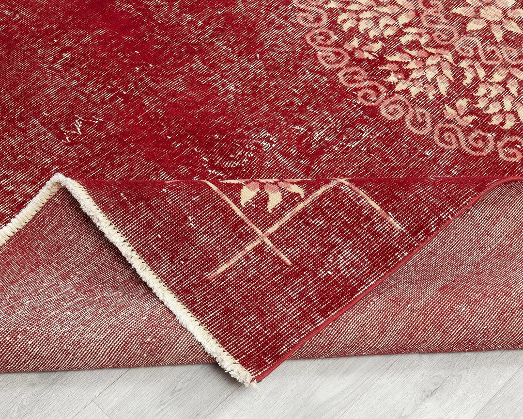 Red Turkish Oushak Rug 4' 8" x 8' 1" Hand-Knotted | No. VR51149