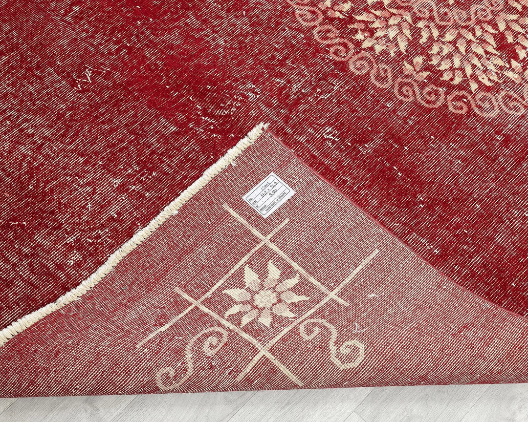 Red Turkish Oushak Rug 4' 8" x 8' 1" Hand-Knotted | No. VR51149