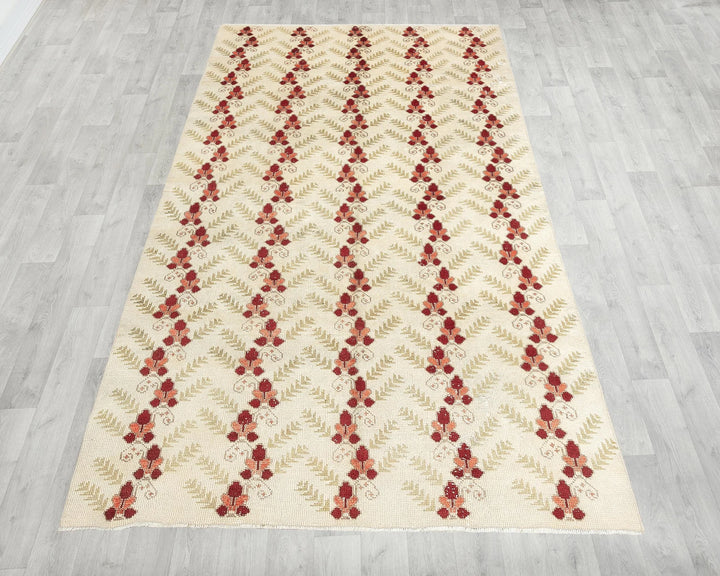 Multicolor Turkish Oushak Rug 5'1" x 8'7" Hand-Knotted | No. VR51258