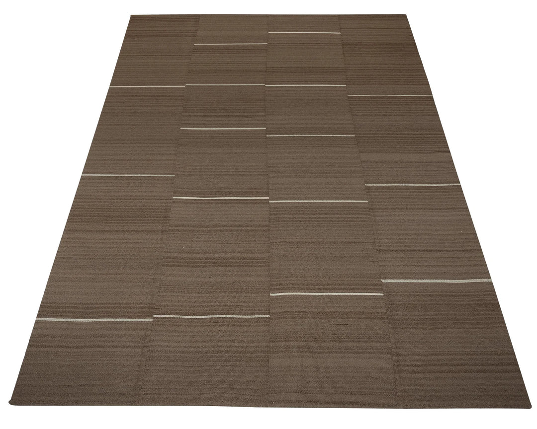 Brown Turkish Kilim Rug 9' 6" x 13' 6" Flat-Weave | No. VR51422