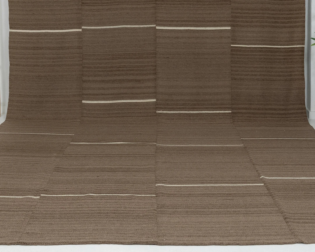 Brown Turkish Kilim Rug 9' 6" x 13' 6" Flat-Weave | No. VR51422